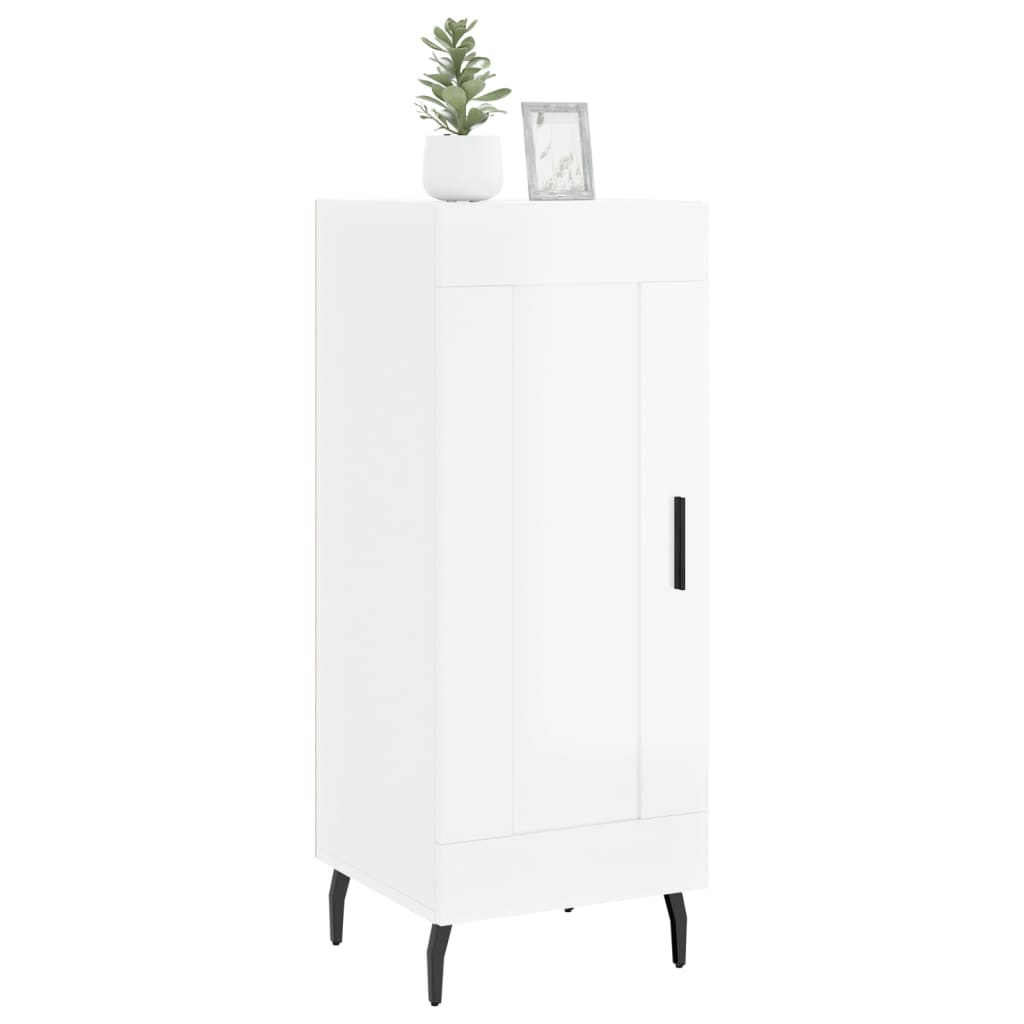 Credenza Bianco Lucido 34,5x34x90 cm in Legno Multistrato 830462