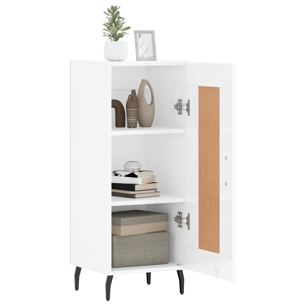 Credenza Bianco Lucido 34,5x34x90 cm in Legno Multistrato 830462