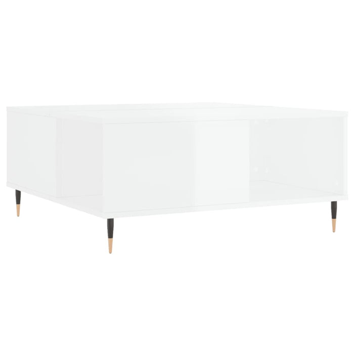 Tavolino Salotto Bianco Lucido 80x80x36,5 cm Legno Multistrato 830774