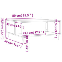 Tavolino Salotto Bianco Lucido 80x80x36,5 cm Legno Multistrato 830774