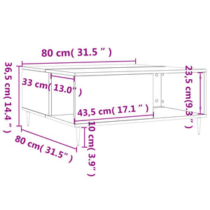 Tavolino Salotto Grigio Sonoma 80x80x36,5 cm Legno Multistrato 830778