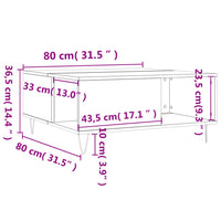 Tavolino da Salotto Rovere Fumo 80x80x36,5 cm Legno Multistrato 830785