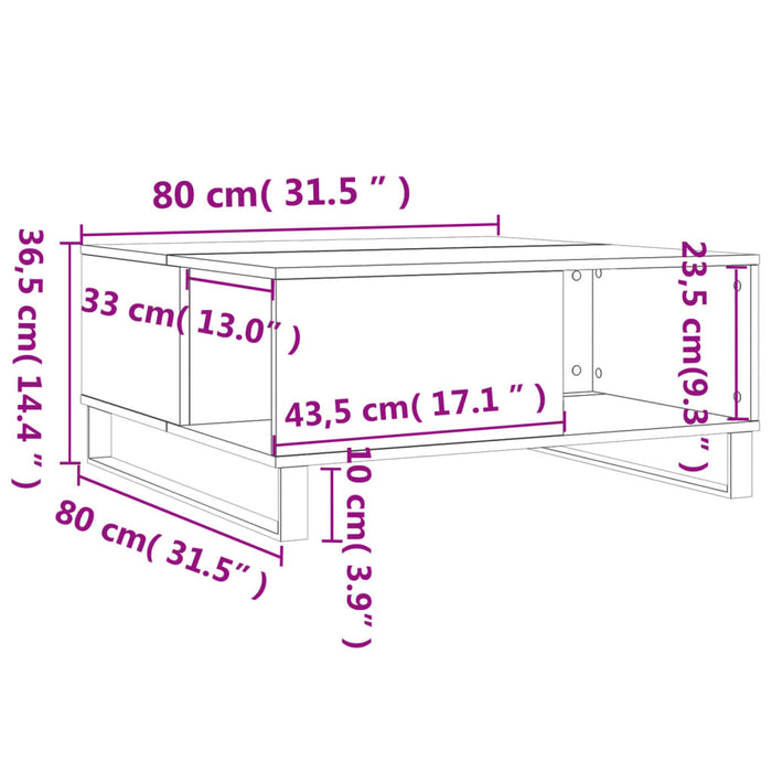 Tavolino da Salotto Bianco 80x80x36,5 cm in Legno Multistrato 830788