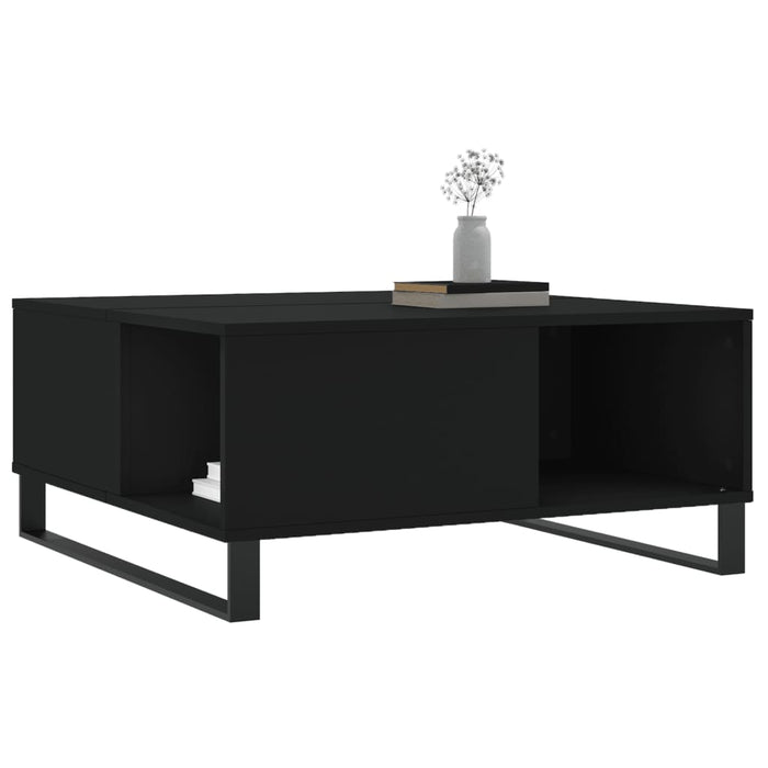 Tavolino da Salotto Nero 80x80x36,5 cm in Legno Multistrato 830789