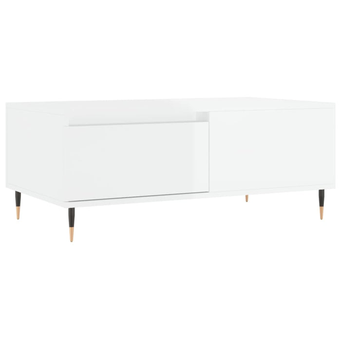 Tavolino Salotto Bianco Lucido 90x50x36,5 cm Legno Multistrato 830798