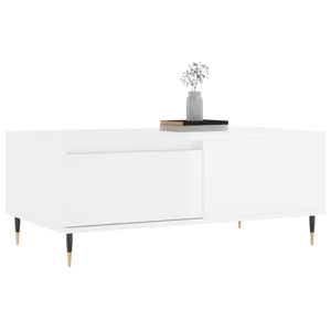 Tavolino Salotto Bianco Lucido 90x50x36,5 cm Legno Multistrato 830798