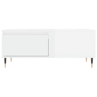 Tavolino Salotto Bianco Lucido 90x50x36,5 cm Legno Multistrato 830798