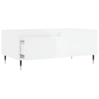 Tavolino Salotto Bianco Lucido 90x50x36,5 cm Legno Multistrato 830798