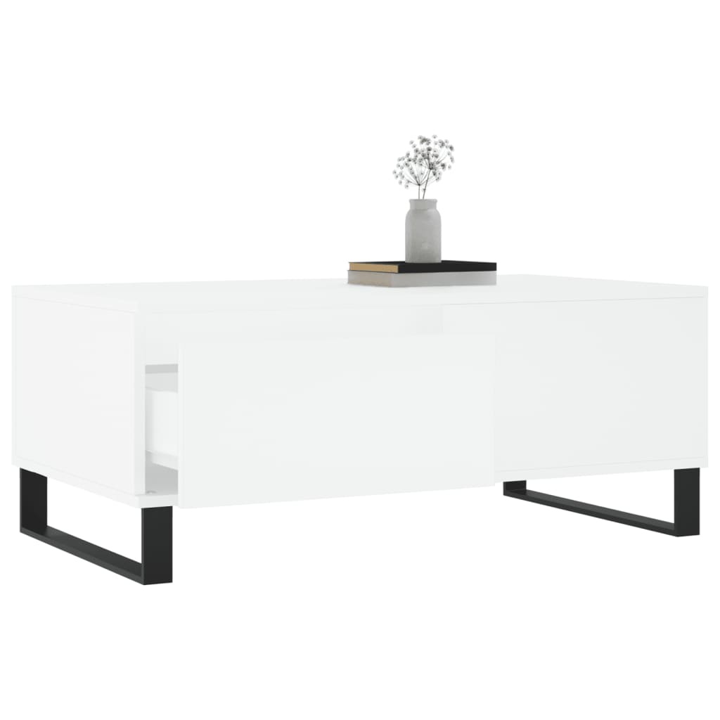 Tavolino da Salotto Bianco 90x50x36,5 cm in Legno Multistrato 830812