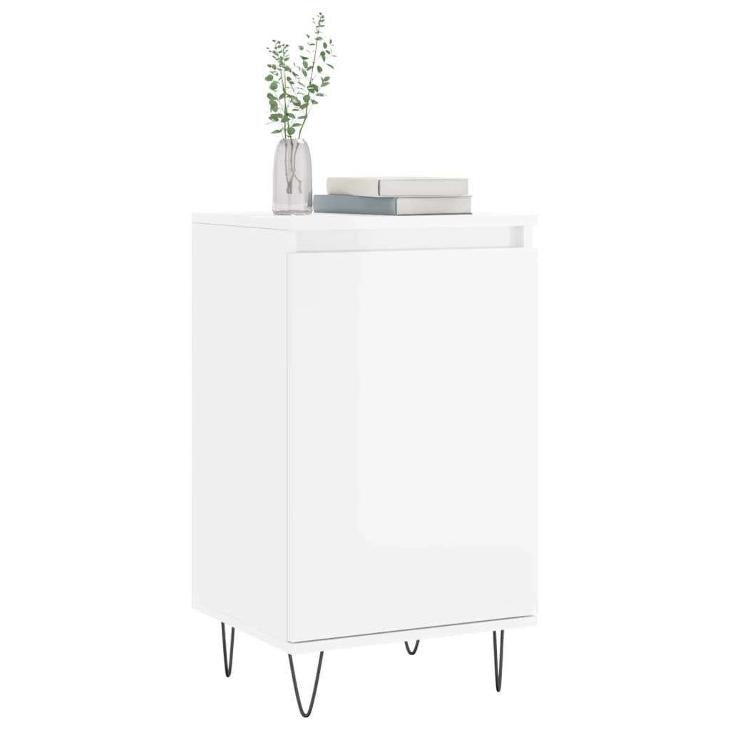 Credenza Bianco Lucido 40x35x70 cm in Legno Multistrato 831056