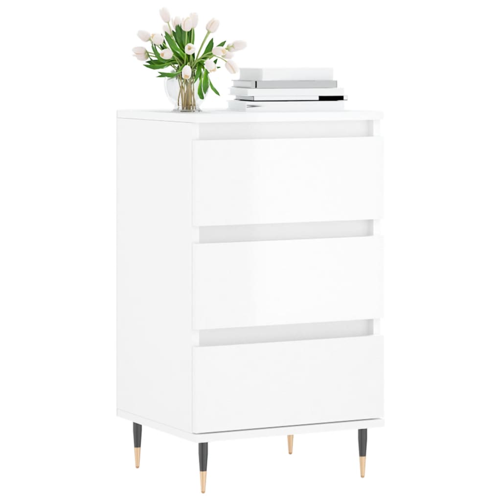 Credenza Bianco Lucido 40x35x70 cm in Legno Multistrato 831086