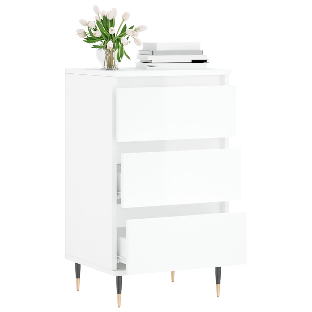 Credenza Bianco Lucido 40x35x70 cm in Legno Multistrato 831086