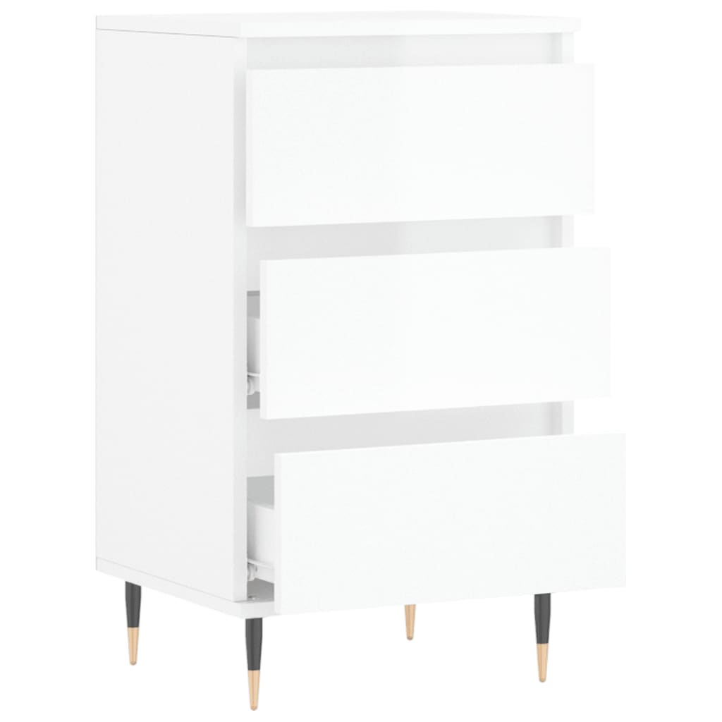 Credenza Bianco Lucido 40x35x70 cm in Legno Multistrato 831086