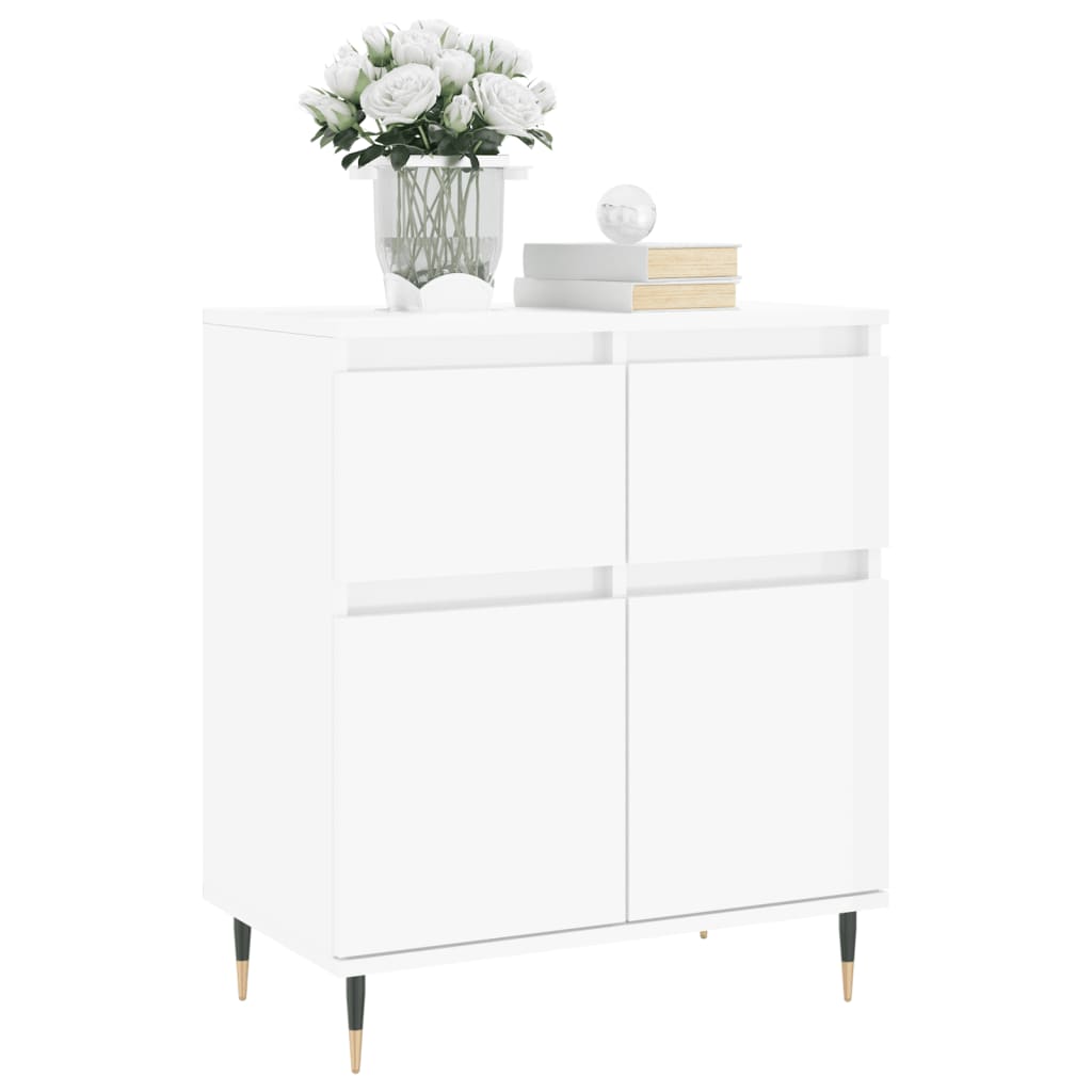 Credenza Bianco Lucido 60x35x70 cm in Legno Multistrato 831110