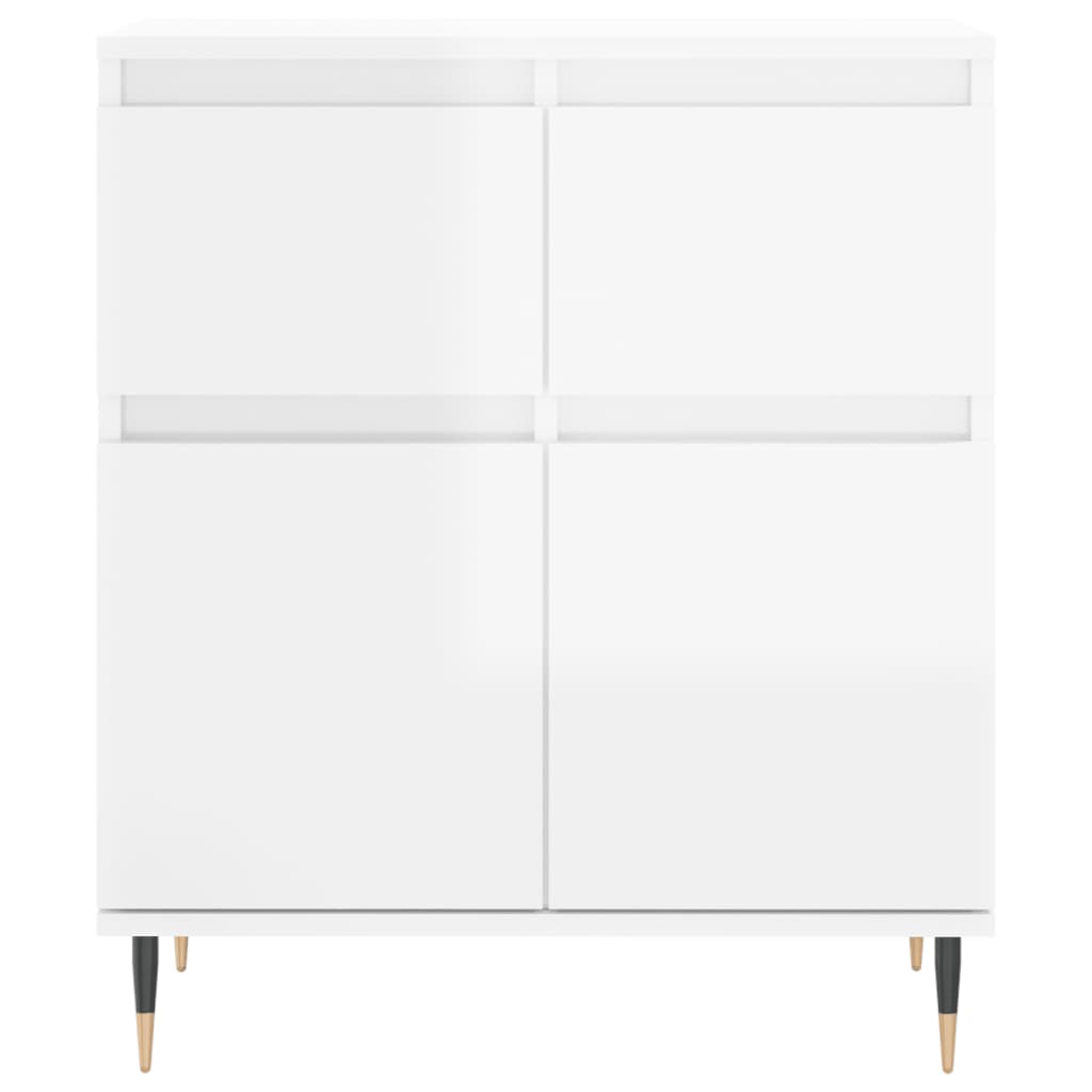 Credenza Bianco Lucido 60x35x70 cm in Legno Multistrato 831110