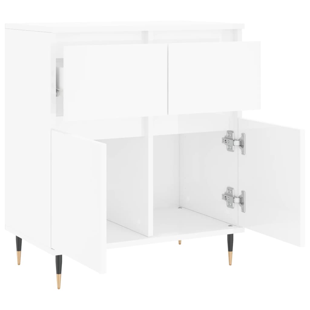 Credenza Bianco Lucido 60x35x70 cm in Legno Multistrato 831110