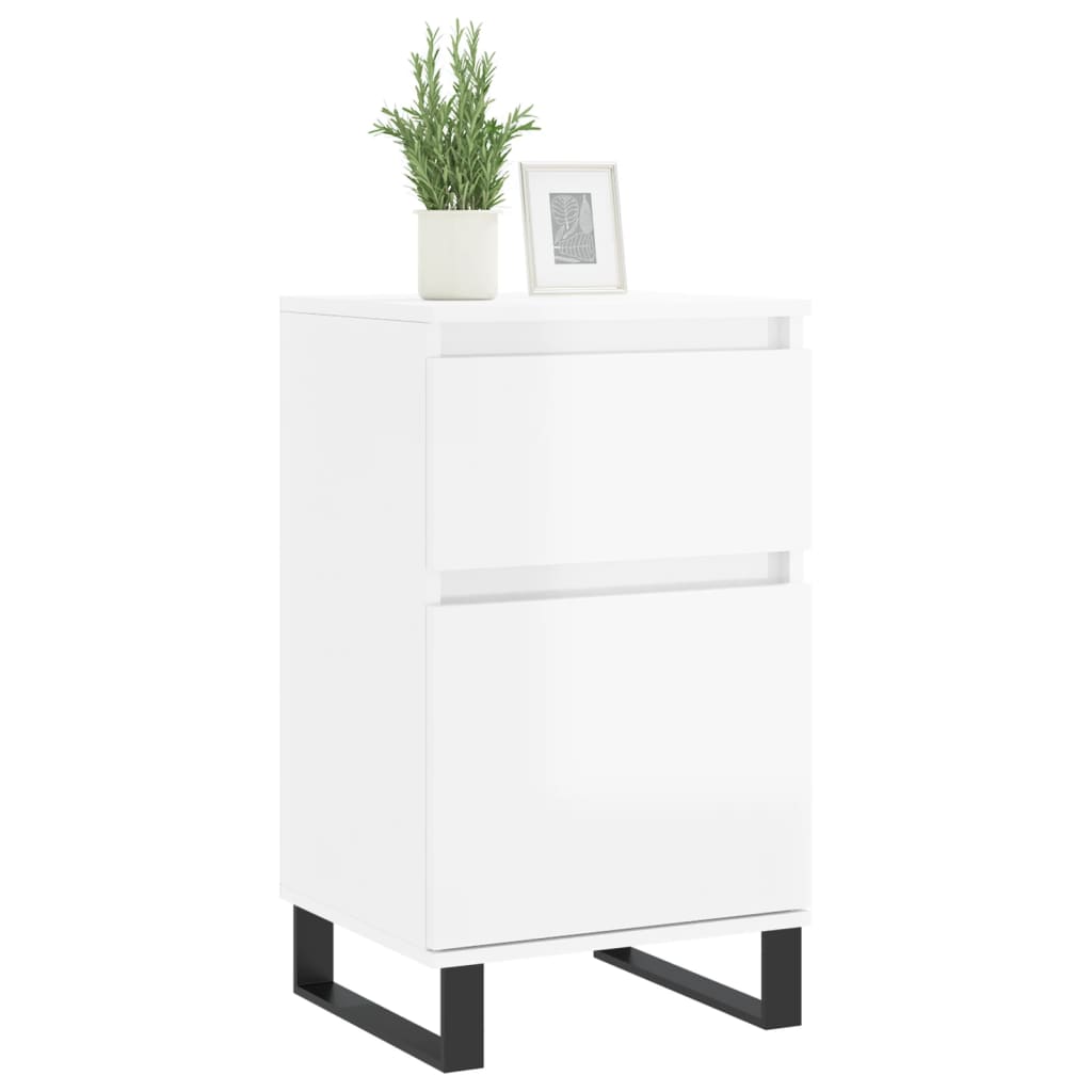 Credenza Bianco Lucido 40x35x70 cm in Legno Multistrato 831168