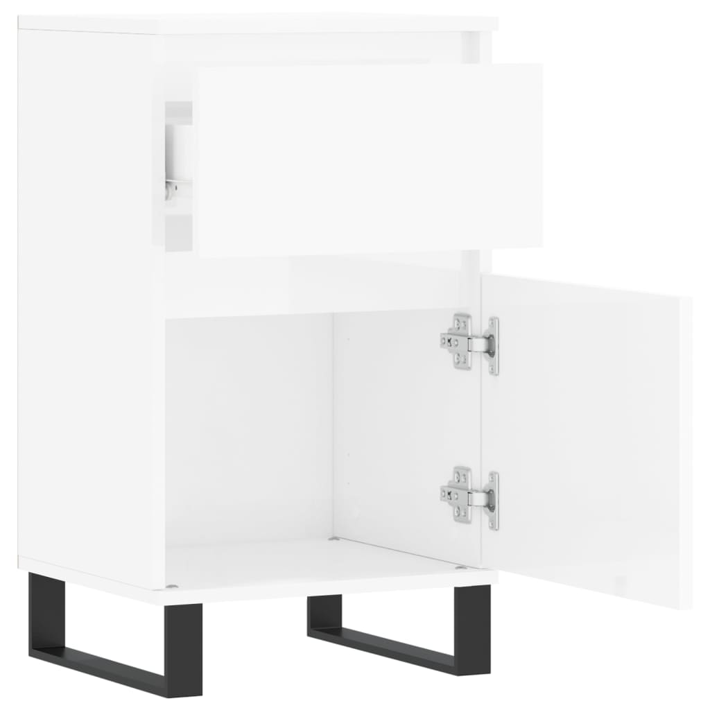 Credenza Bianco Lucido 40x35x70 cm in Legno Multistrato 831168