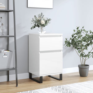 Credenza Bianco Lucido 40x35x70 cm in Legno Multistrato 831168