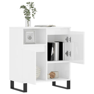 Credenza Bianco Lucido 60x35x70 cm in Legno Multistrato 831198