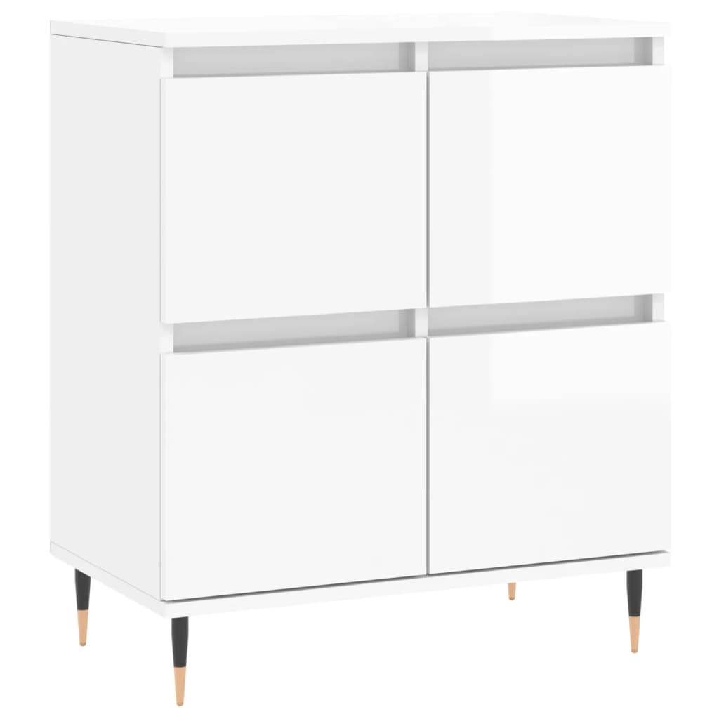 Credenza Bianco Lucido 60x35x70 cm in Legno Multistrato 831206