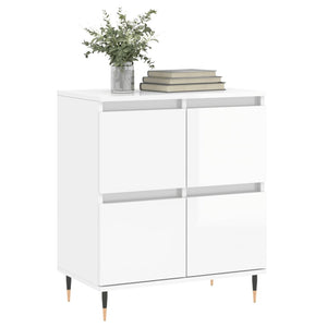 Credenza Bianco Lucido 60x35x70 cm in Legno Multistrato 831206