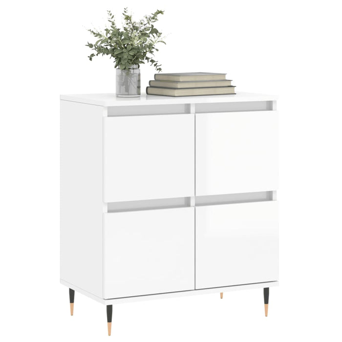 Credenza Bianco Lucido 60x35x70 cm in Legno Multistrato 831206