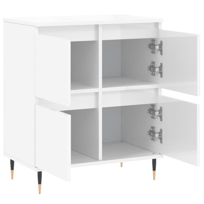 Credenza Bianco Lucido 60x35x70 cm in Legno Multistrato 831206