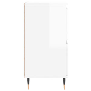 Credenza Bianco Lucido 60x35x70 cm in Legno Multistrato 831206