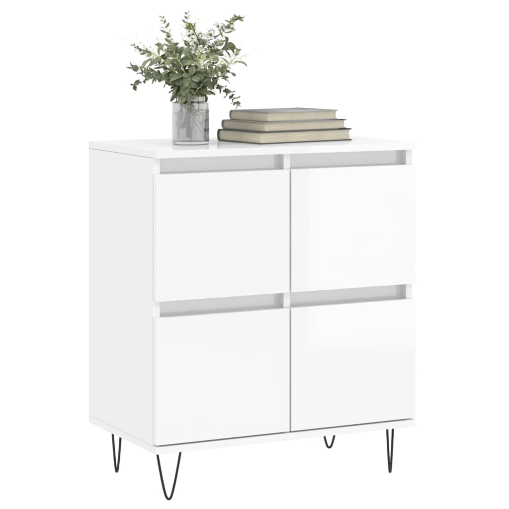 Credenza Bianco Lucido 60x35x70 cm in Legno Multistrato 831214