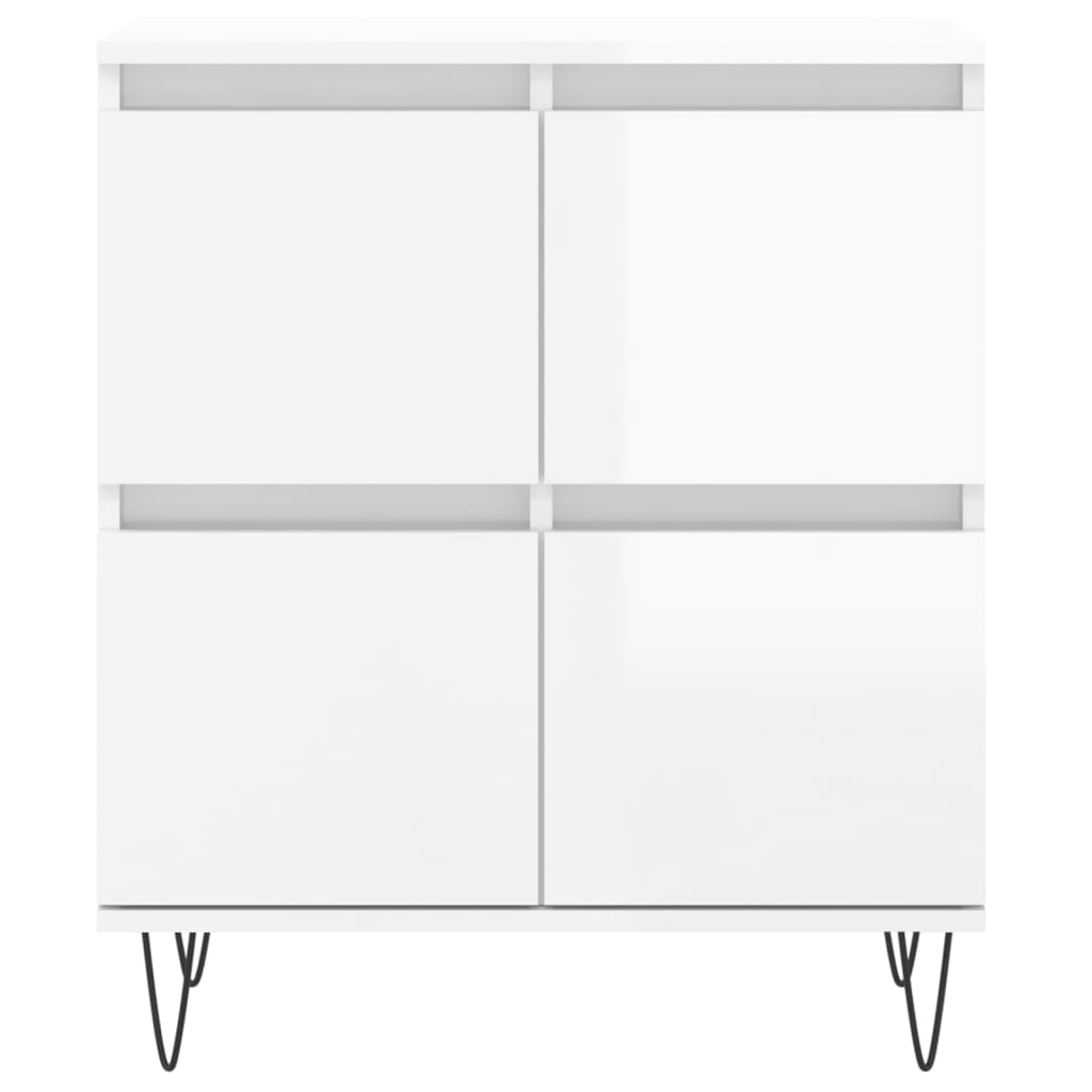 Credenza Bianco Lucido 60x35x70 cm in Legno Multistrato 831214