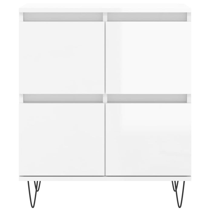 Credenza Bianco Lucido 60x35x70 cm in Legno Multistrato 831214