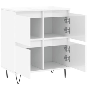 Credenza Bianco Lucido 60x35x70 cm in Legno Multistrato 831214