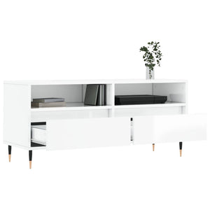 Mobile Porta TV Bianco Lucido 100x34,5x44,5cm Legno Multistrato 831230