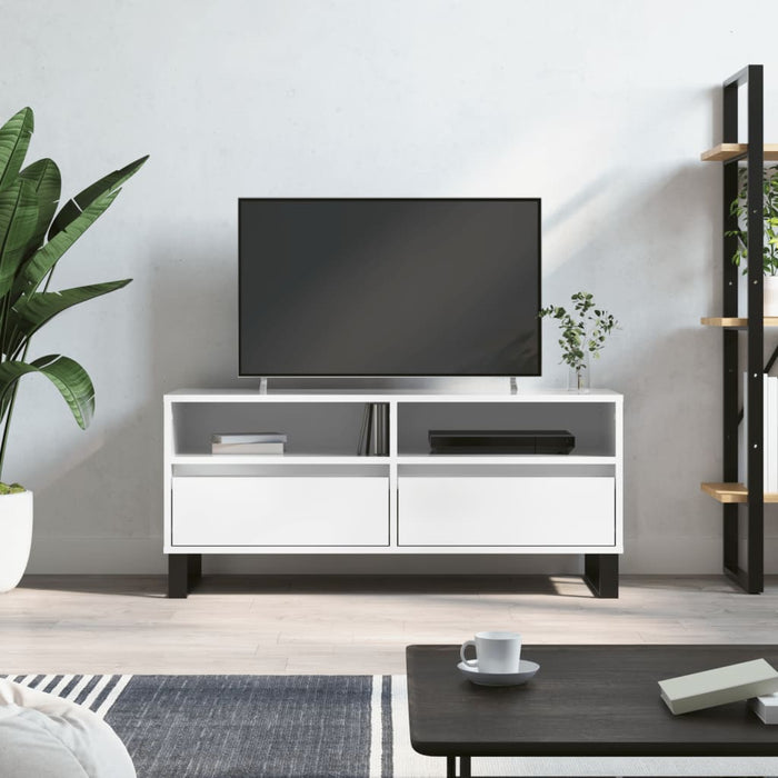 Mobile Porta TV Bianco Lucido 100x34,5x44,5cm Legno Multistratocod mxl 128157