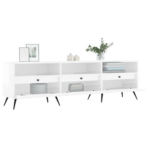 Mobile Porta TV Bianco Lucido 150x30x44,5 cm Legno Multistrato 831254