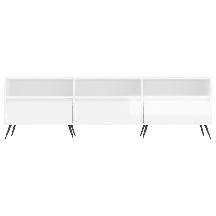 Mobile Porta TV Bianco Lucido 150x30x44,5 cm Legno Multistrato 831254