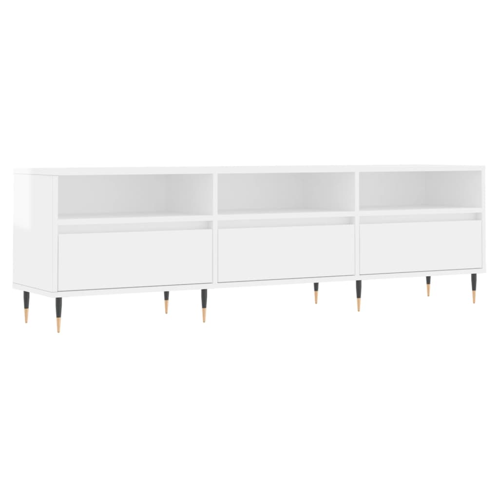 Mobile Porta TV Bianco Lucido 150x30x44,5 cm Legno Multistrato 831262