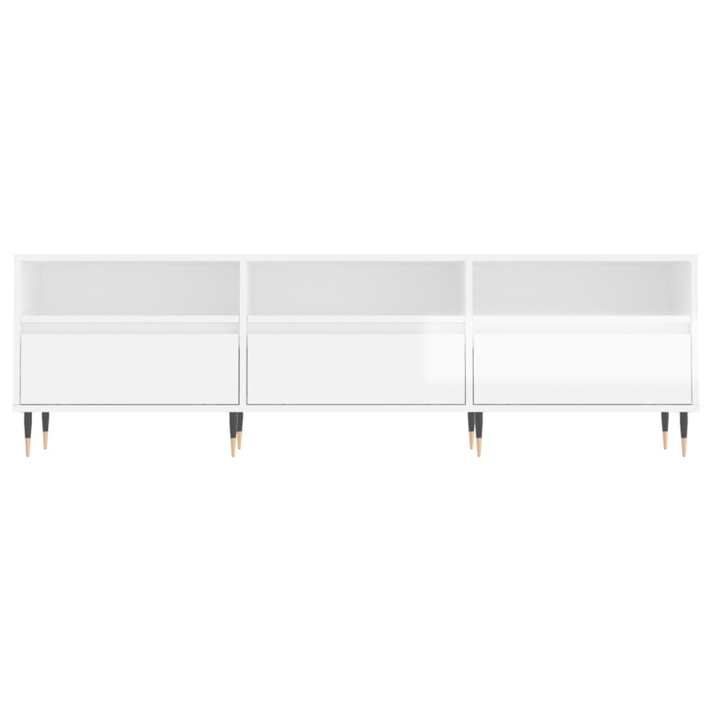 Mobile Porta TV Bianco Lucido 150x30x44,5 cm Legno Multistrato 831262