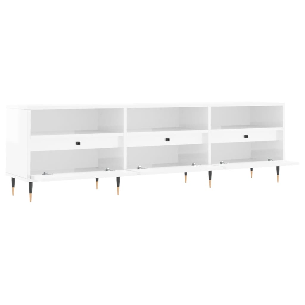 Mobile Porta TV Bianco Lucido 150x30x44,5 cm Legno Multistrato 831262