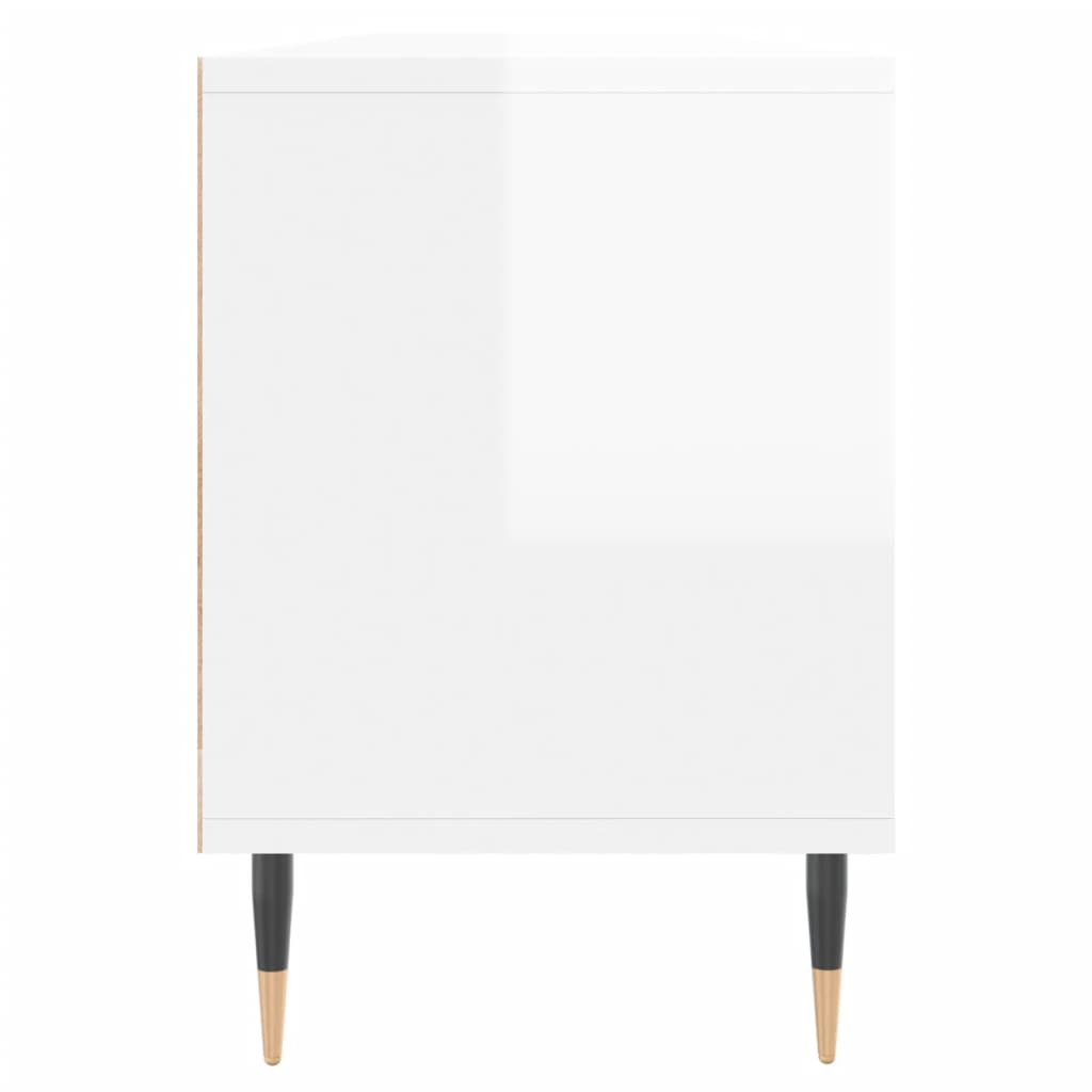 Mobile Porta TV Bianco Lucido 150x30x44,5 cm Legno Multistrato 831262