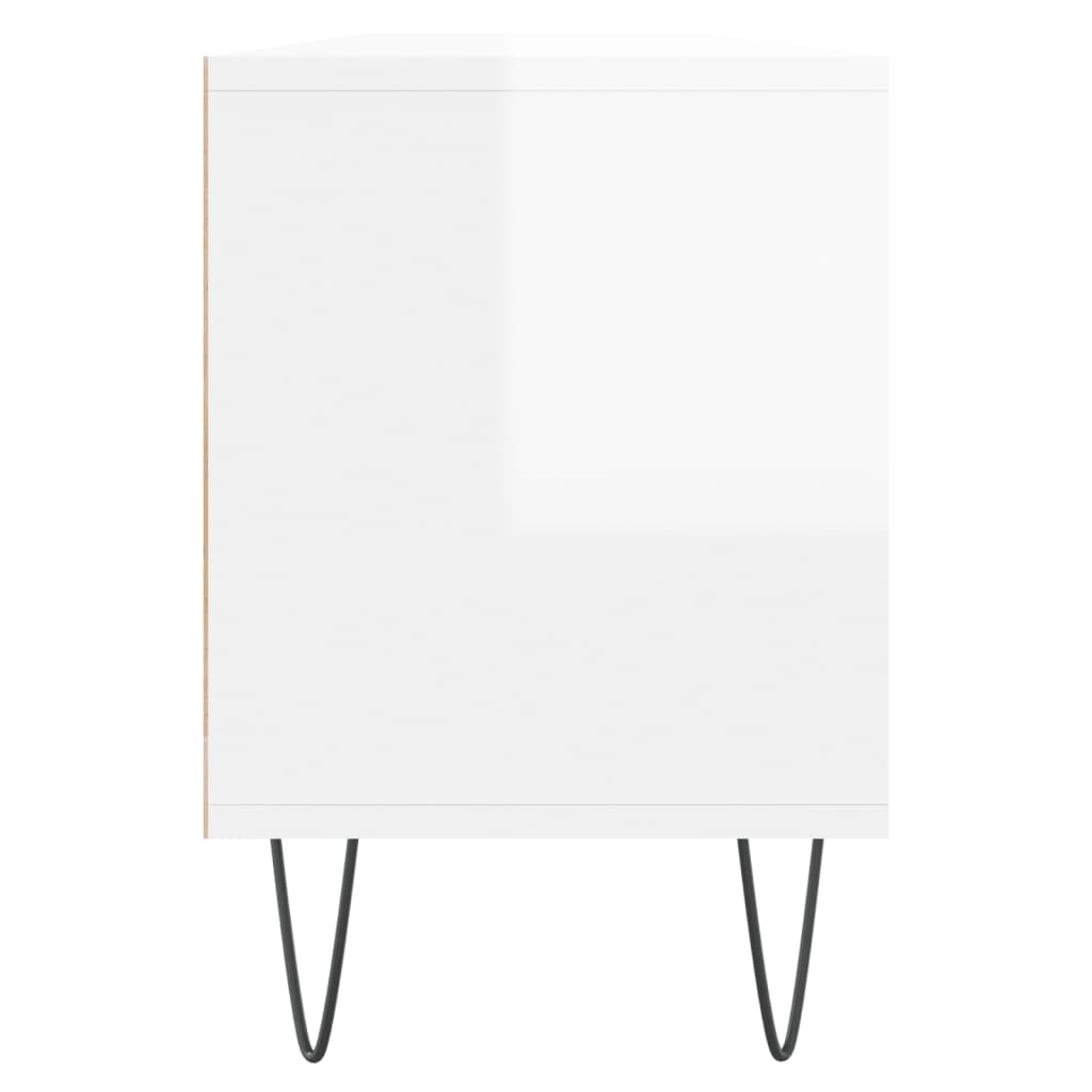 Mobile Porta TV Bianco Lucido 150x30x44,5 cm Legno Multistrato 831278