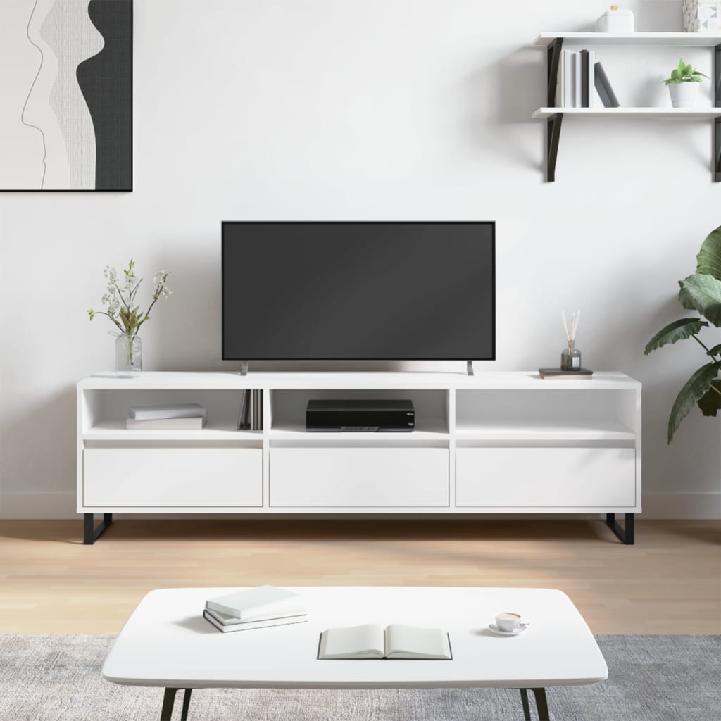 Mobile Porta TV Bianco 150x30x44,5 cm in Legno Multistrato 831300