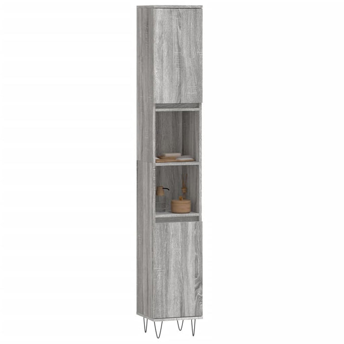 Armadietto Bagno Grigio Sonoma 30x30x190cm in Legno Multistrato 831538