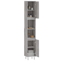 Armadietto Bagno Grigio Sonoma 30x30x190cm in Legno Multistrato 831538