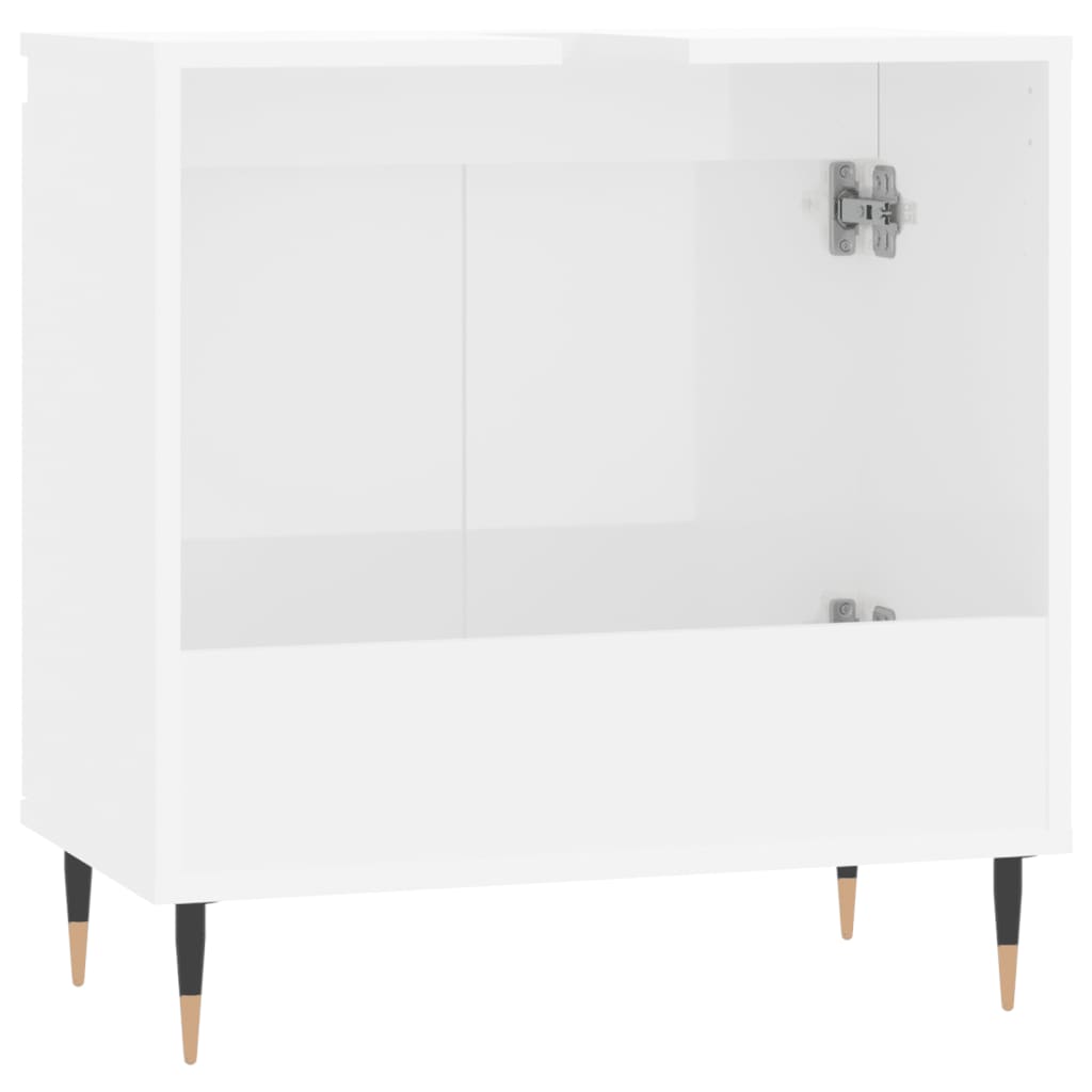 Armadietto Bagno Bianco Lucido 58x33x60cm in Legno Multistrato 831574