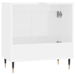 Armadietto Bagno Bianco Lucido 58x33x60cm in Legno Multistrato 831574