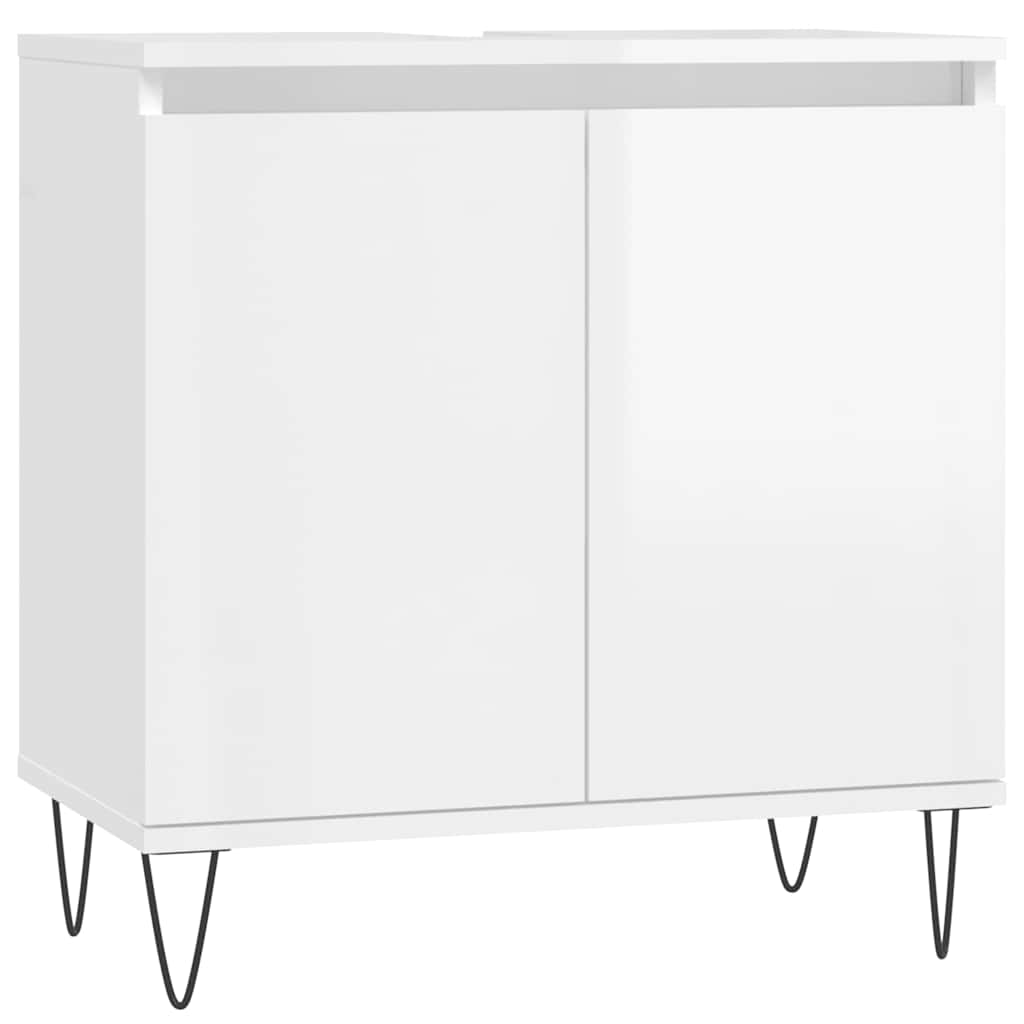 Armadietto Bagno Bianco Lucido 58x33x60cm in Legno Multistrato 831582