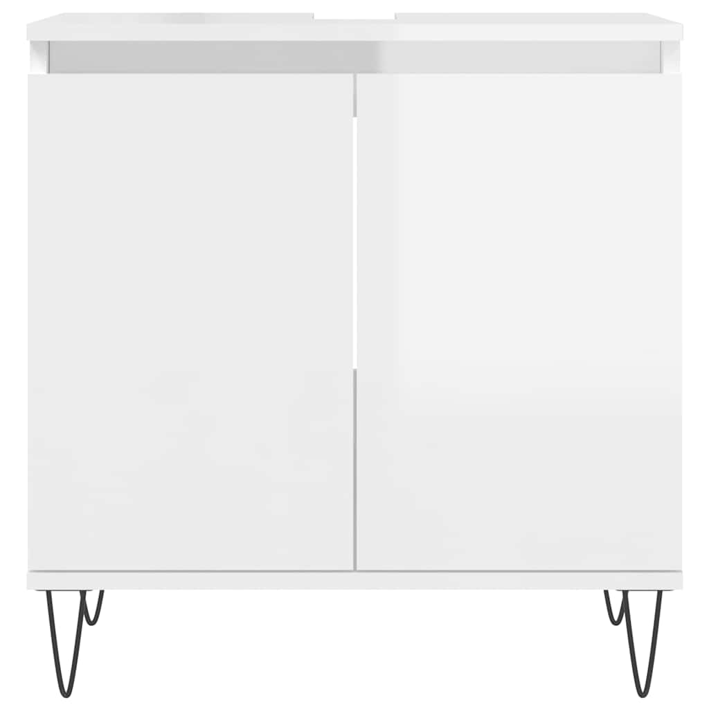 Armadietto Bagno Bianco Lucido 58x33x60cm in Legno Multistrato 831582