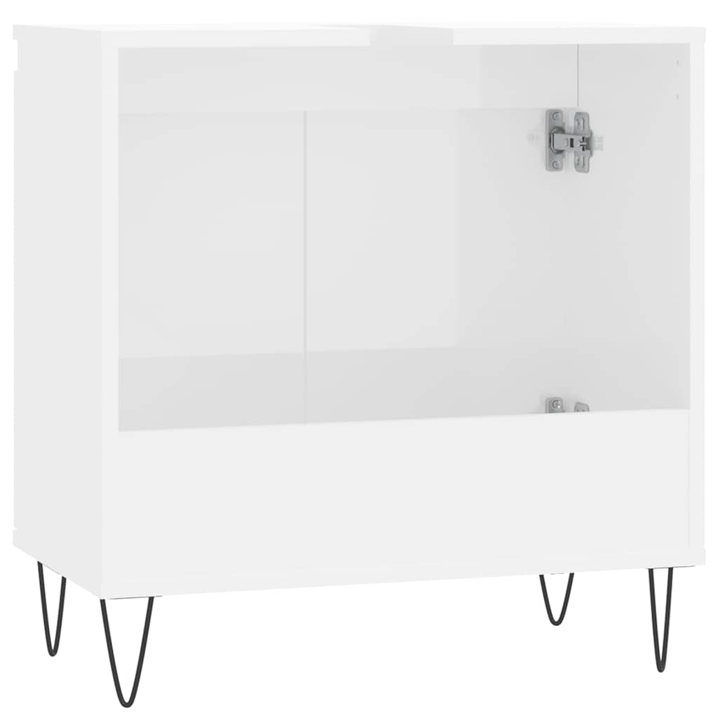 Armadietto Bagno Bianco Lucido 58x33x60cm in Legno Multistrato 831582